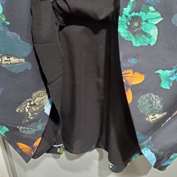 Club Monaco Women's Aurelie Dress Fit & Flair Flowers Butterfly V-Neck Pockets 4 - Picture 8 of 12